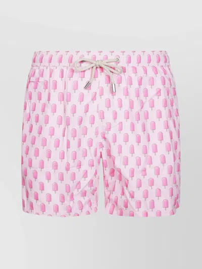 Mc2 Saint Barth Swimwear With Elastic Waistband And All-over Print In Pink