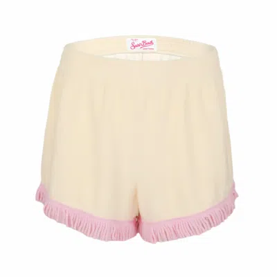 Mc2 Saint Barth Swing Shorts Terry Fringe Beige/pink In Neutral