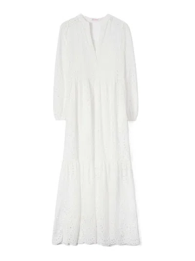 Mc2 Saint Barth Sylvia Sangallo Linewave Long Dress In Orange