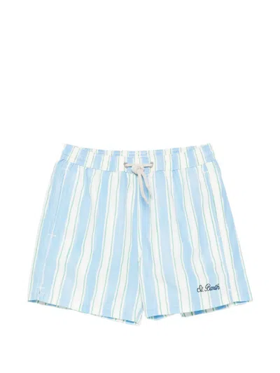 Mc2 Saint Barth Kids' Syros Jr Striped Drawstring Swim Shorts In Blue