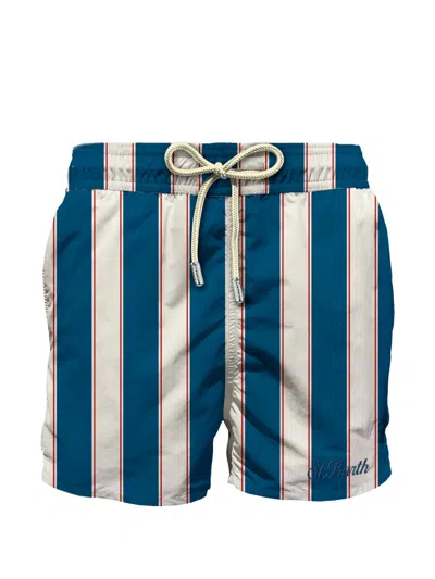 Mc2 Saint Barth Syros Striped Drawstring Swim Shorts In Blue
