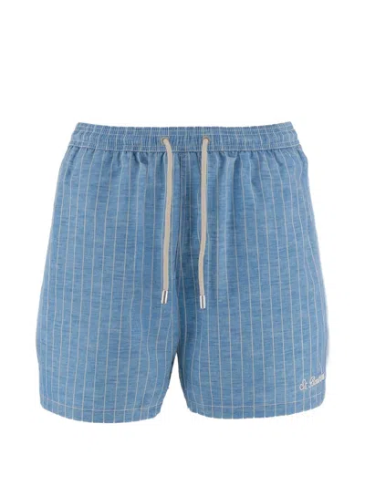 Mc2 Saint Barth Syros Striped-pattern Swim Shorts In Blue