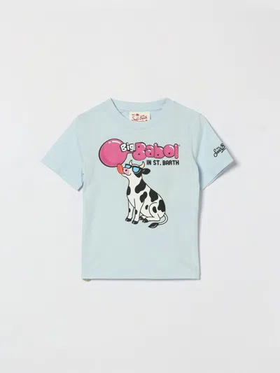 Mc2 Saint Barth Kids'  Printed Cotton T-shirt In Blue