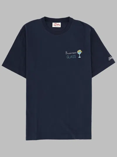 Mc2 Saint Barth T Shirt Con Ricamo In Blue