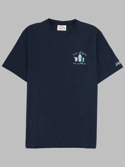 Mc2 Saint Barth T Shirt Con Ricamo In Blue