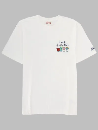 Mc2 Saint Barth T Shirt Con Ricamo In White
