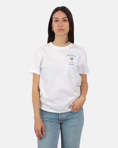 Mc2 Saint Barth T-shirt Crew Neck In Cotton - Bubbles Queen 01n Rhinestone Emb In White