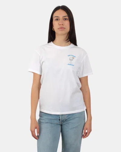 Mc2 Saint Barth T-shirt Crew Neck In Cotton - Gin Tonic Addicted 01n Rhinestones Emb In White