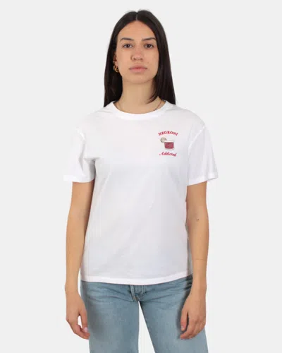 Mc2 Saint Barth T-shirt Crew Neck In Cotton - Negroni Addicted 01n Rhinestones Emb In White