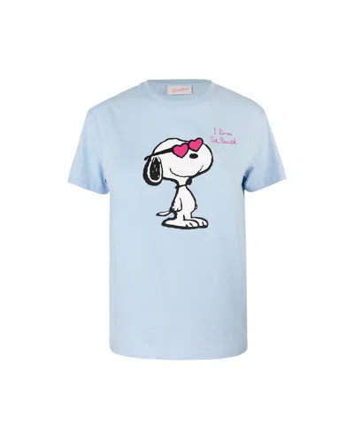 Mc2 Saint Barth T-shirt Emilie Azzurra Con Stampa Snoopy