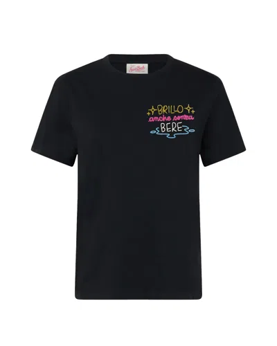 Mc2 Saint Barth T-shirt Emilie Nera Con Ricamo Brillo Anche Senza Bere In Black