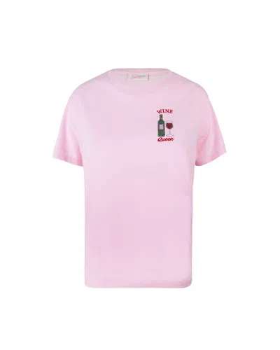 Mc2 Saint Barth T-shirt Emilie Rosa Con Ricamo Wine Queen