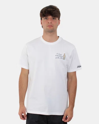 Mc2 Saint Barth T-shirt Man Embroidered - Connoisseur Gin 01n In White