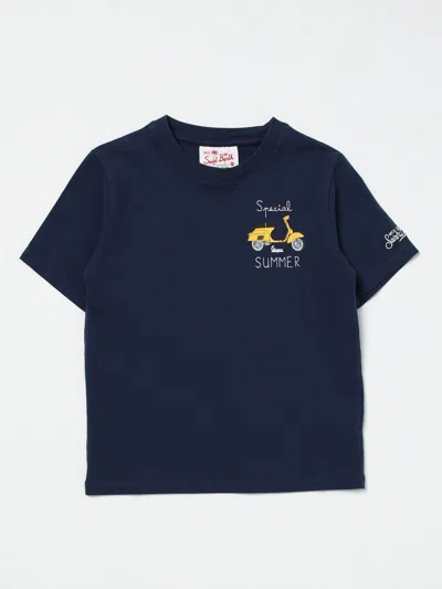 Mc2 Saint Barth Kids' Graphic-print Cotton T-shirt In Blue