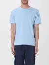Mc2 Saint Barth Man Light Blue Terry T-shirt Gary With St. Barth Embroidery In Multicolor
