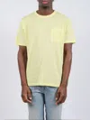 Mc2 Saint Barth Man Yellow Linen Jersey T-shirt Ecstasea With Pocket In Yellow