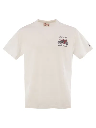 Mc2 Saint Barth T-shirt With Chest Print In Neutral
