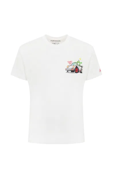 Mc2 Saint Barth T-shirt With Crocco Race Print In Bianco