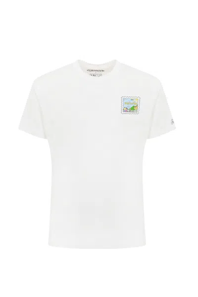 Mc2 Saint Barth T-shirt With Ibiza Postcard Print In Bianco