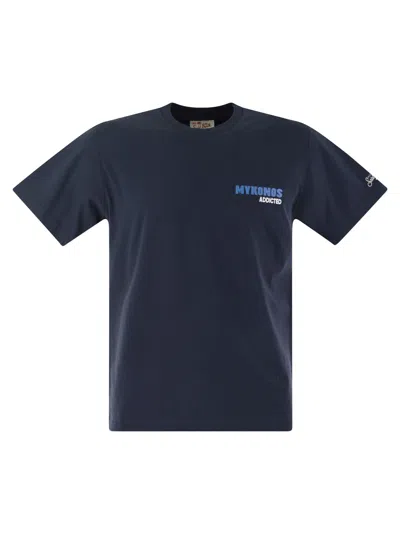Mc2 Saint Barth T Shirt With Print On Chest And Back In Blue