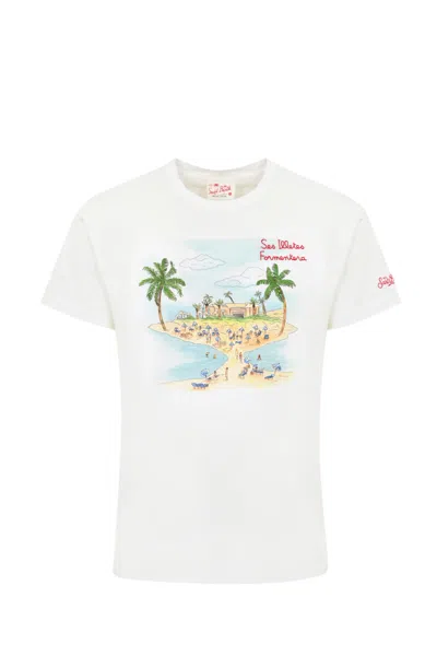 Mc2 Saint Barth Formentera Beach Cotton T-shirt In Bianco