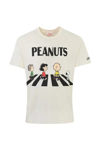 Mc2 Saint Barth T-shirt With Snoopy Peanuts Print In Crema