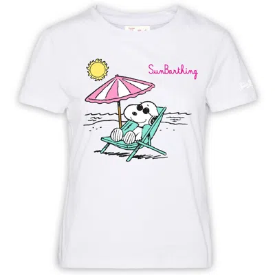Mc2 Saint Barth T-shirt Woman  - Emilie Snoopy Sun Barthing 01n Emb - N.d. In White