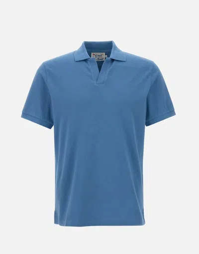 Mc2 Saint Barth Charles Logo Sleeve Polo Shirt In Blue