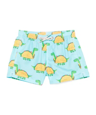 Mc2 Saint Barth Kids' Tacosauro-print Swim Shorts In Blue