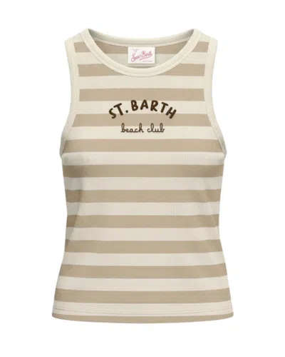 Mc2 Saint Barth Tank Top Ada Beige Stripes In Multi