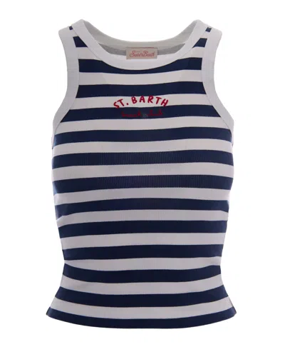 Mc2 Saint Barth Tank Top Ada Club Stripes Blu In Blue