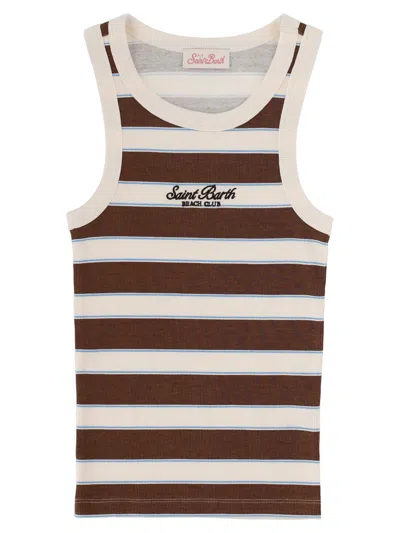 Mc2 Saint Barth Tank Top "ada" Con Logo In Brown