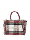 Mc2 Saint Barth Tartan-checked Fringed Mini Bag In Multi