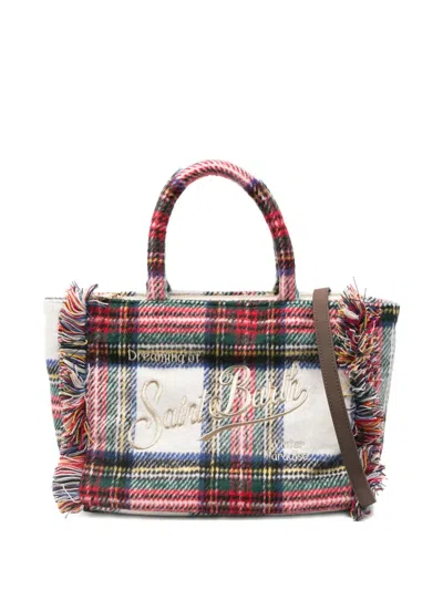 Mc2 Saint Barth Tartan-checked Fringed Mini Bag In Multi
