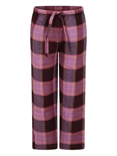 Mc2 Saint Barth Kids' Tartan Drawstring Pajama Bottoms In Purple