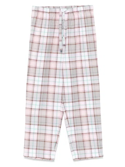 Mc2 Saint Barth Kids' Tartan-pattern Flannel Pajama Trousers In Pink