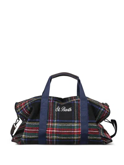 Mc2 Saint Barth Travel Case With Plaid Design And Handles In Multi