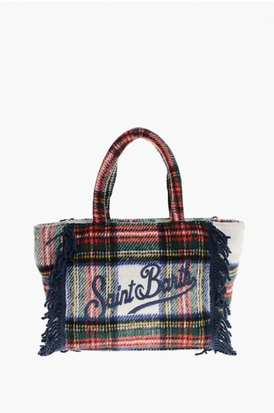 Mc2 Saint Barth Tartan Patterned Colette Tote Bag With Fringes