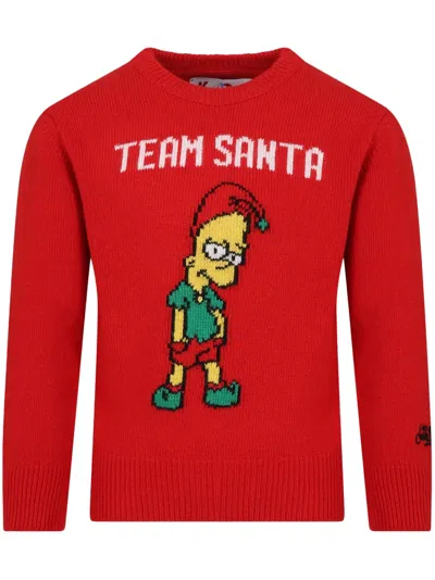 Mc2 Saint Barth Kids' Red Sweater For Boy With Bart Simpson