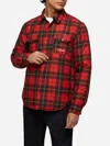 Mc2 Saint Barth Technic Fabric Overshirt Chalet With Check Print In Red