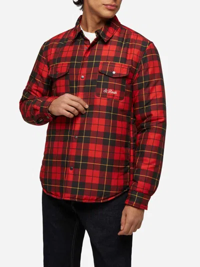 Mc2 Saint Barth Technic Fabric Overshirt Chalet With Check Print In Red