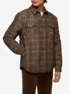 Mc2 Saint Barth Technic Fabric Overshirt Chalet With Prince Of Wales Print In Brown