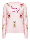 Mc2 Saint Barth Pink Wool Blend New Queen Embroidered Sweater In Pink