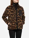 Mc2 Saint Barth Teddy-fleece Jacket Keystone With Leopard Print In Brown