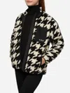 Mc2 Saint Barth Teddy-fleece Jacket Keystone With Pied De Poule Print In Black