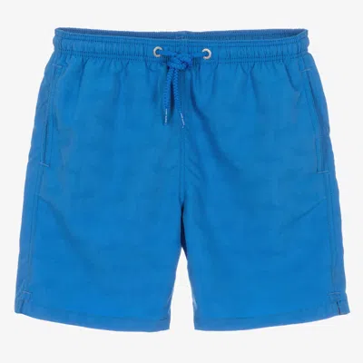 Mc2 Saint Barth Teen Boys Blue Print-reveal Swim Shorts