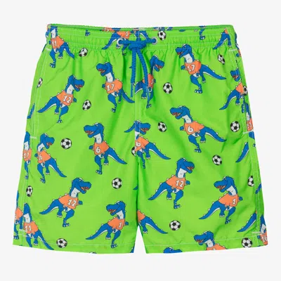 Mc2 Saint Barth Teen Boys Green Football Print Swim Shorts