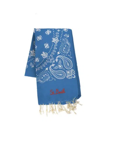 Mc2 Saint Barth Telo Mare Foutas Bandana Azzurro In Metallic