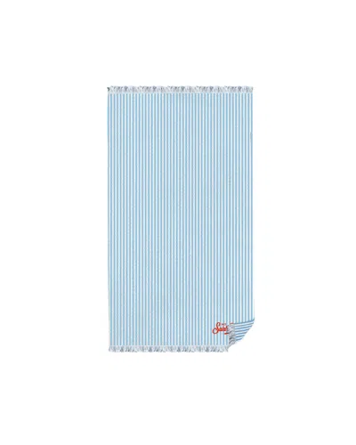 Mc2 Saint Barth Telo Mare Foutas Micro Stripes Light Blue In Multi
