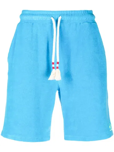 Mc2 Saint Barth Logo-embroidered Track Shorts In Blue